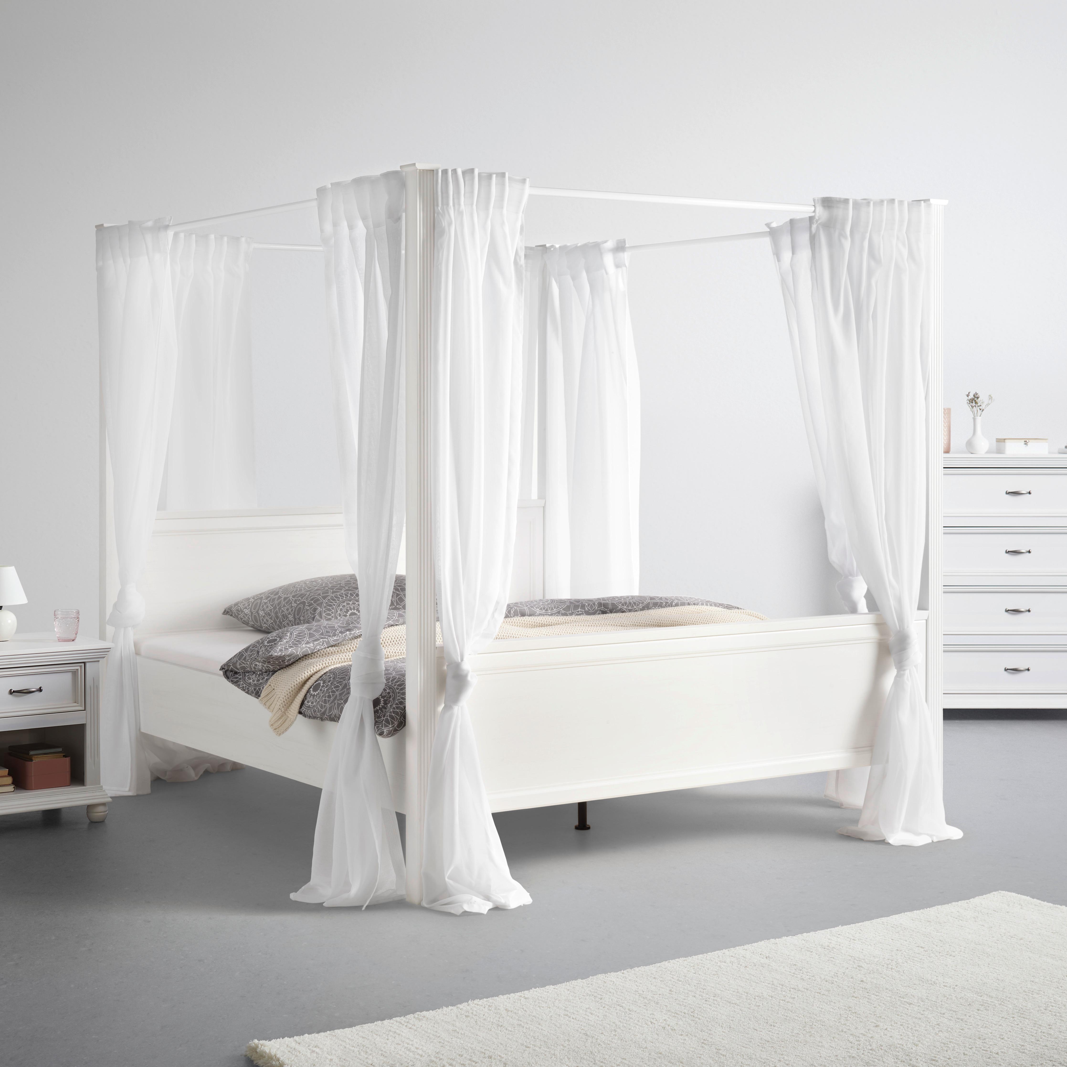Himmelbett Marilou in Weiß ca. 180x200cm - Schwarz/Weiß, ROMANTIK / LANDHAUS, Holzwerkstoff/Kunststoff (180/200cm) - Zandiara