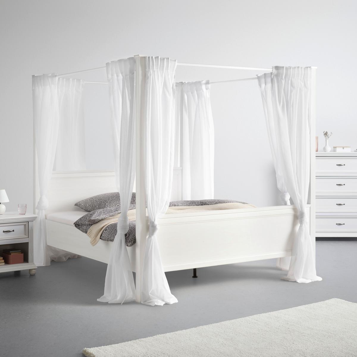 Himmelbett Marilou in Weiss ca. 180x200cm - Weiss/Schwarz, Romantik / Landhaus, Holzwerkstoff/Kunststoff (180/200cm) - Zandiara