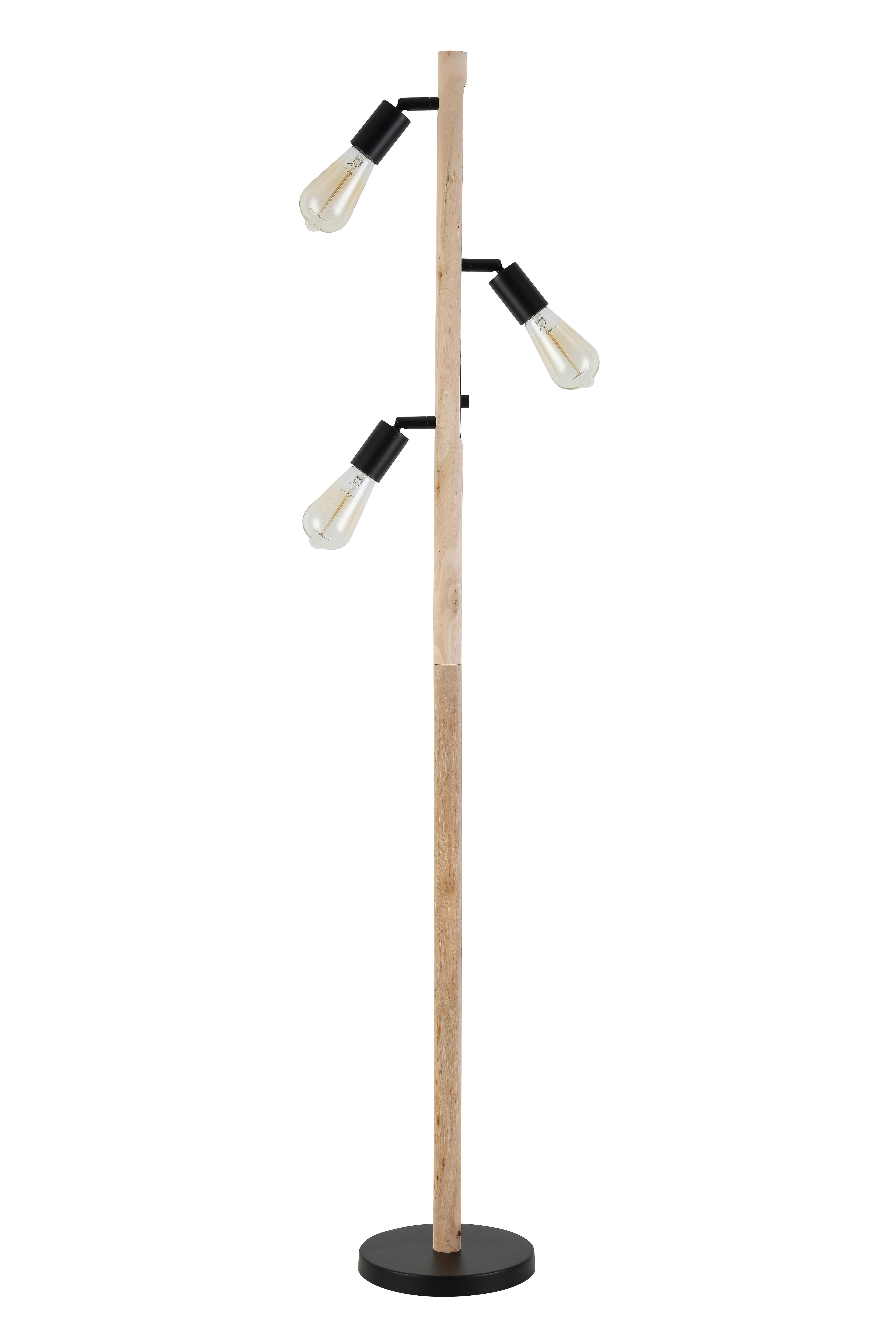 Állólámpa Porfiro - natúr színű/fekete, Modern, fa/fém (22/150cm) - Bessagi Home