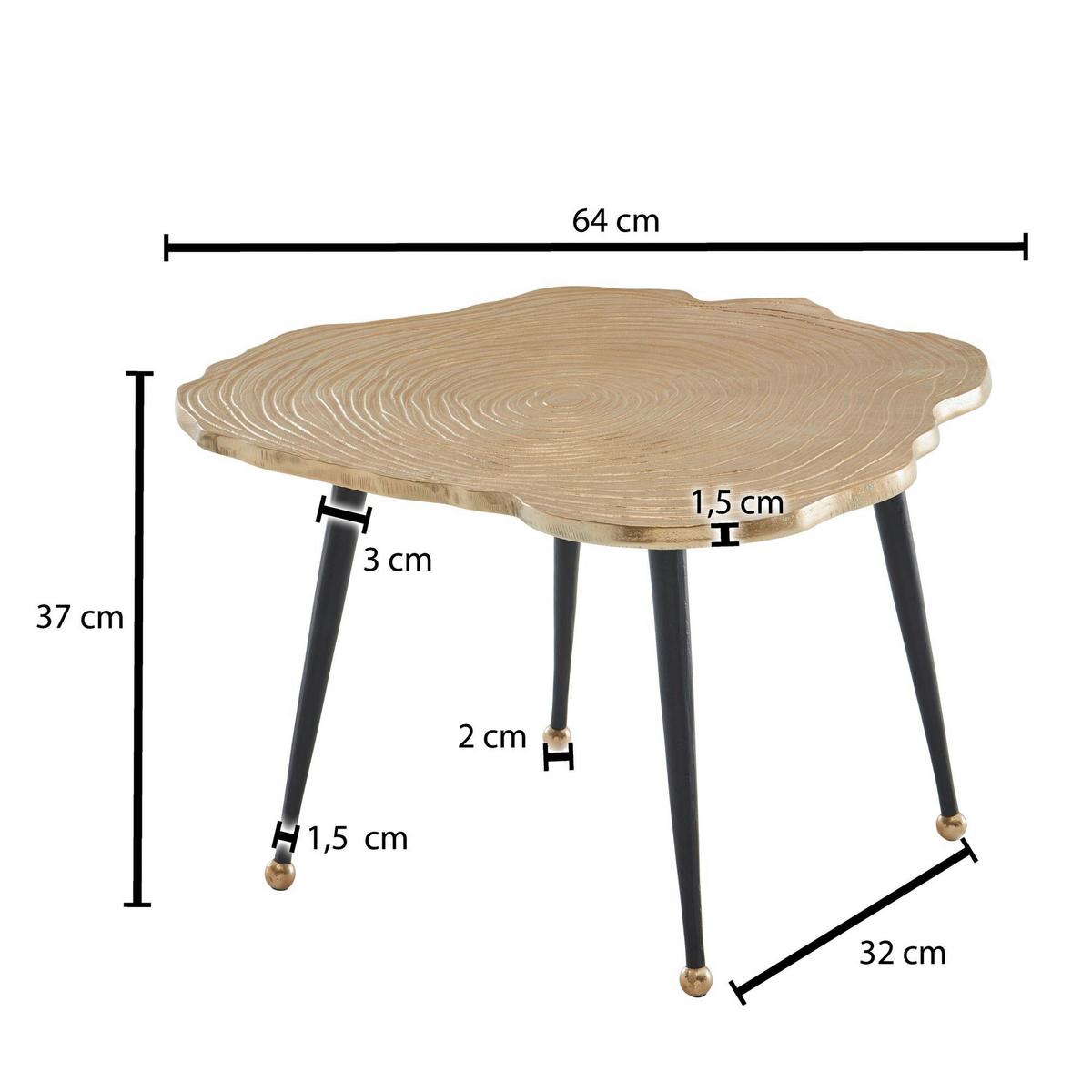 Klubska Miza Wohnling - zlate barve/črna, Design, kovina (64/64/37cm) - MID.YOU