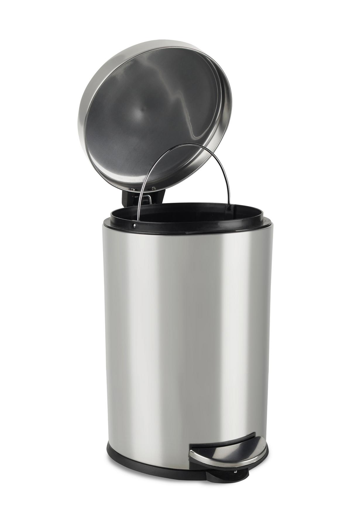 Treteimer James aus Edelstahl ca. 20l - Chromfarben/Schwarz, Konventionell, Kunststoff/Metall (29/47,5cm) - Modern Living
