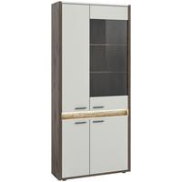 Vitrine Falcona Eiche dunkel /Grau ca. 82x198 cm - Design, Glas/Holzwerkstoff (82/198/37cm) - MID.YOU