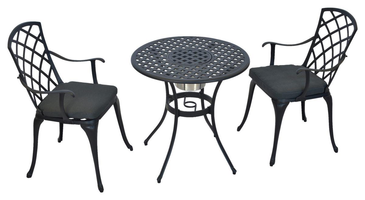 Set Za Balkon Rhodos, Barva Grafita, 3-Delni - siva/barve grafita, Moderno, kovina/tekstil - Gardenson