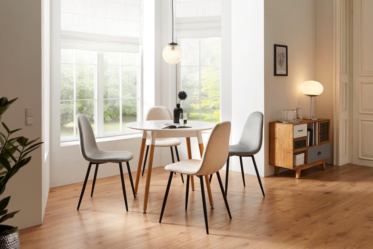 Stuhl Lio beige Samtbezug Gepolstert - Beige/Schwarz, MODERN, Holz/Textil (43/86/55cm) - Bessagi Home