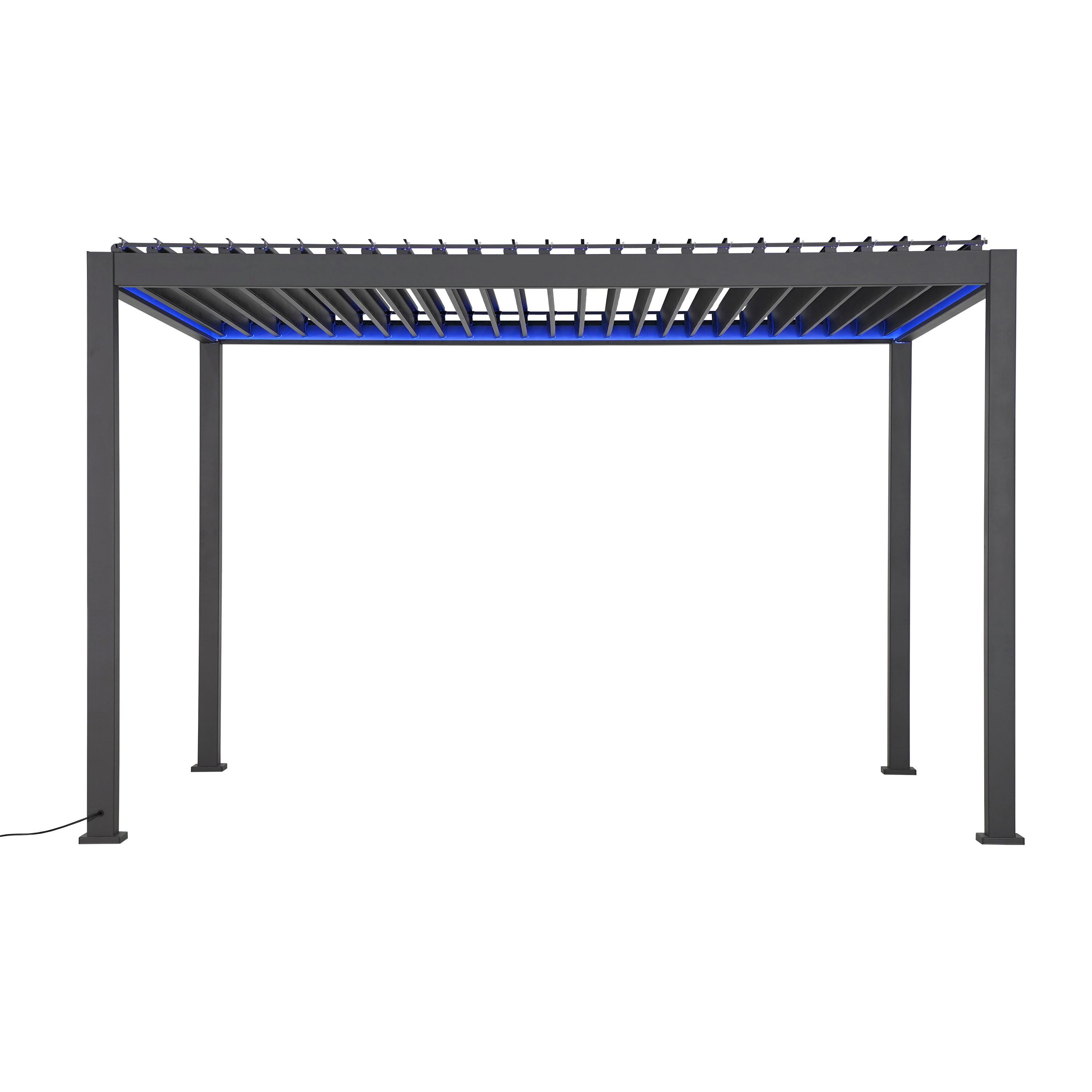 Pergola E-motion, Antracit, Osvetlitev, 300x400cm - antracit, Trendi, kovina (400/300/250cm) - Gardenson