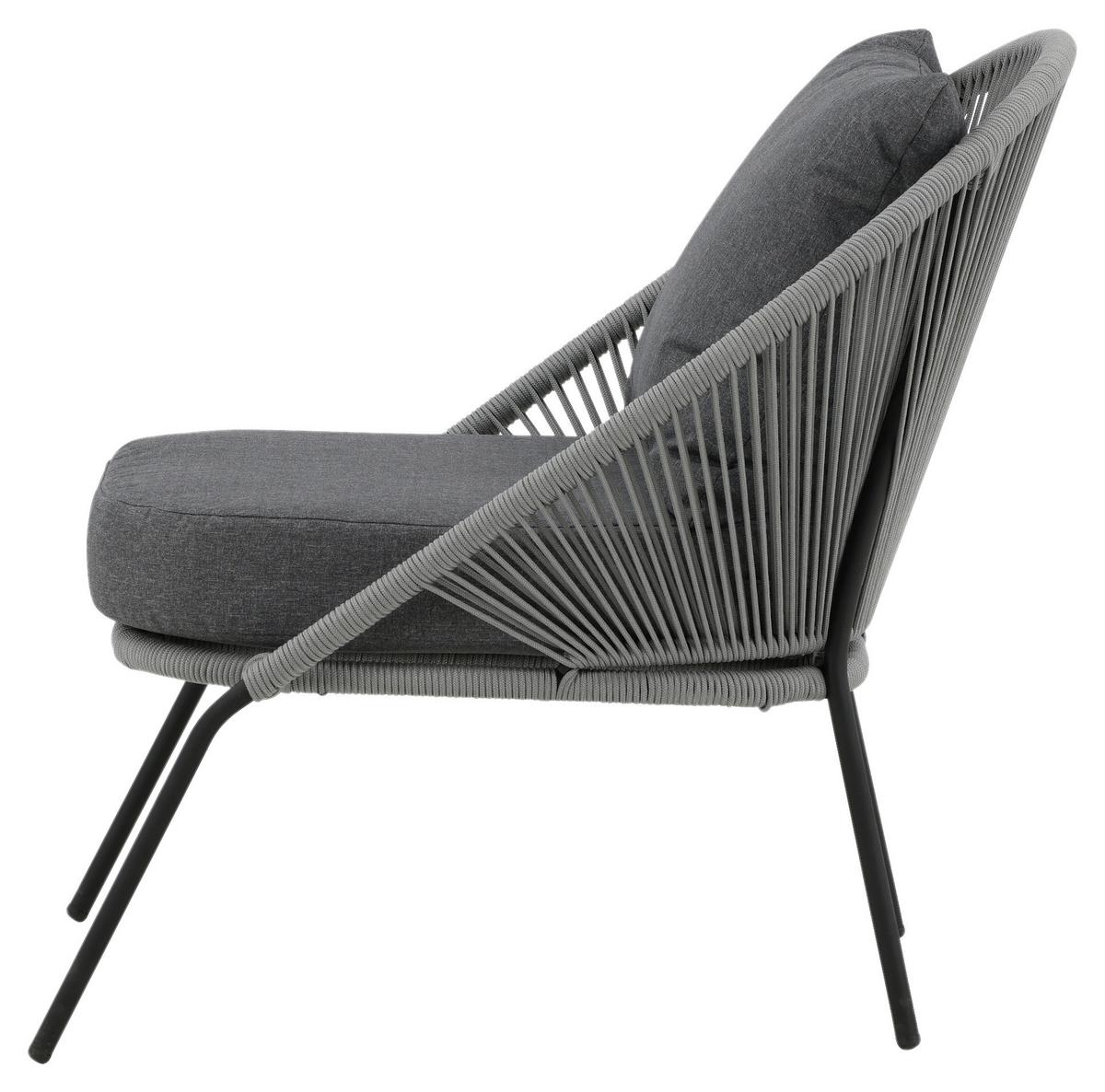 LOUNGESESSEL LINDOS - Schwarz/Grau, KONVENTIONELL, Kunststoff/Metall (73/78/85cm) - Gardenson