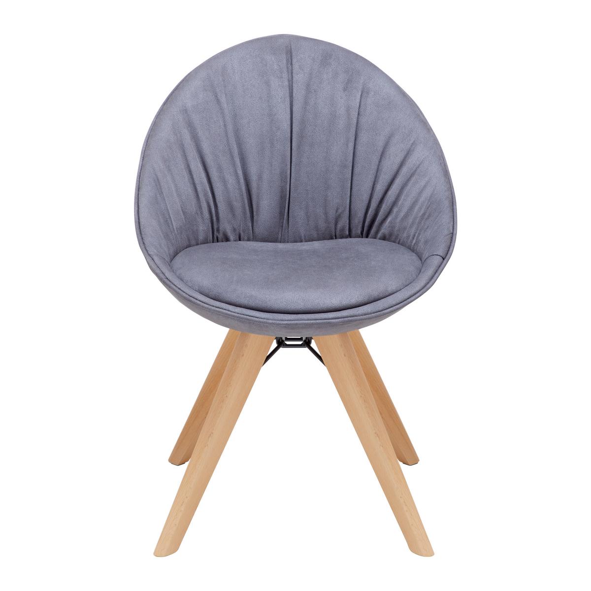 Stuhl Valera Dunkelgrau Mikrofaser Drehbar Gepolstert - Dunkelgrau/Buchefarben, MODERN, Holz/Textil (59/79/58,5cm) - Bessagi Home
