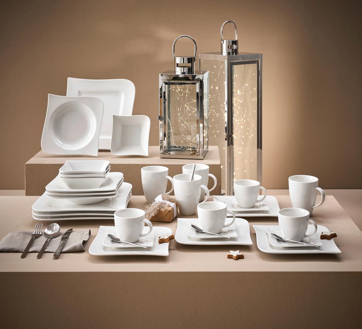 SERWIS OBIADOWO-ŚNIADANIOWY MELODIE - biały, Basics, ceramika - Ritzenhoff Breker