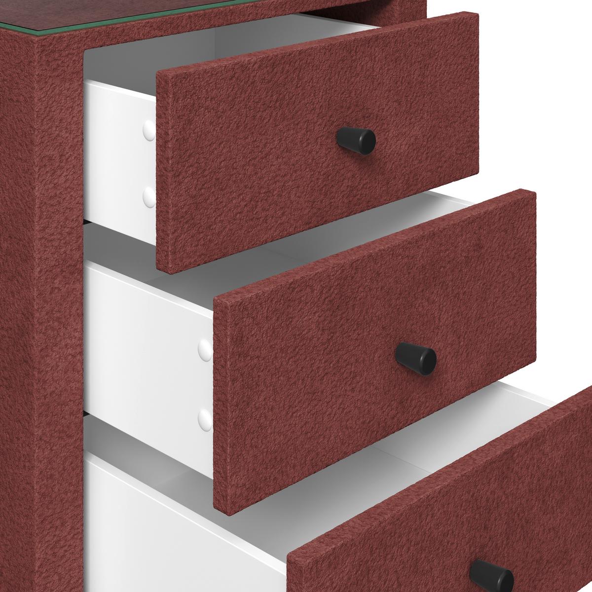 Noćni Ormarić Elysia - bordo, Trend, staklo/drvni materijal (48/68/45,5cm) - Premium Living