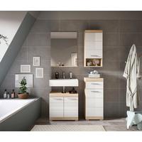Badezimmer Lambada 4-tlg. ca. 97 cm Eiche/Weiß - Weiß Hochglanz/Silberfarben, MODERN, Glas/Holzwerkstoff (97cm) - MID.YOU