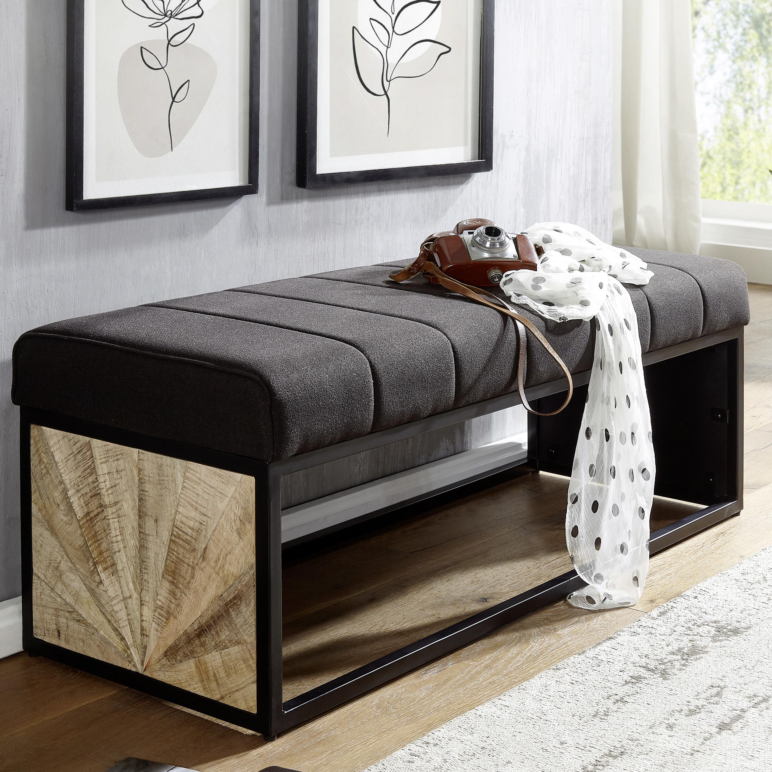 Garderobna Klop Wl6.487 - črna, Moderno, kovina/tekstil (105/40/40cm) - MID.YOU