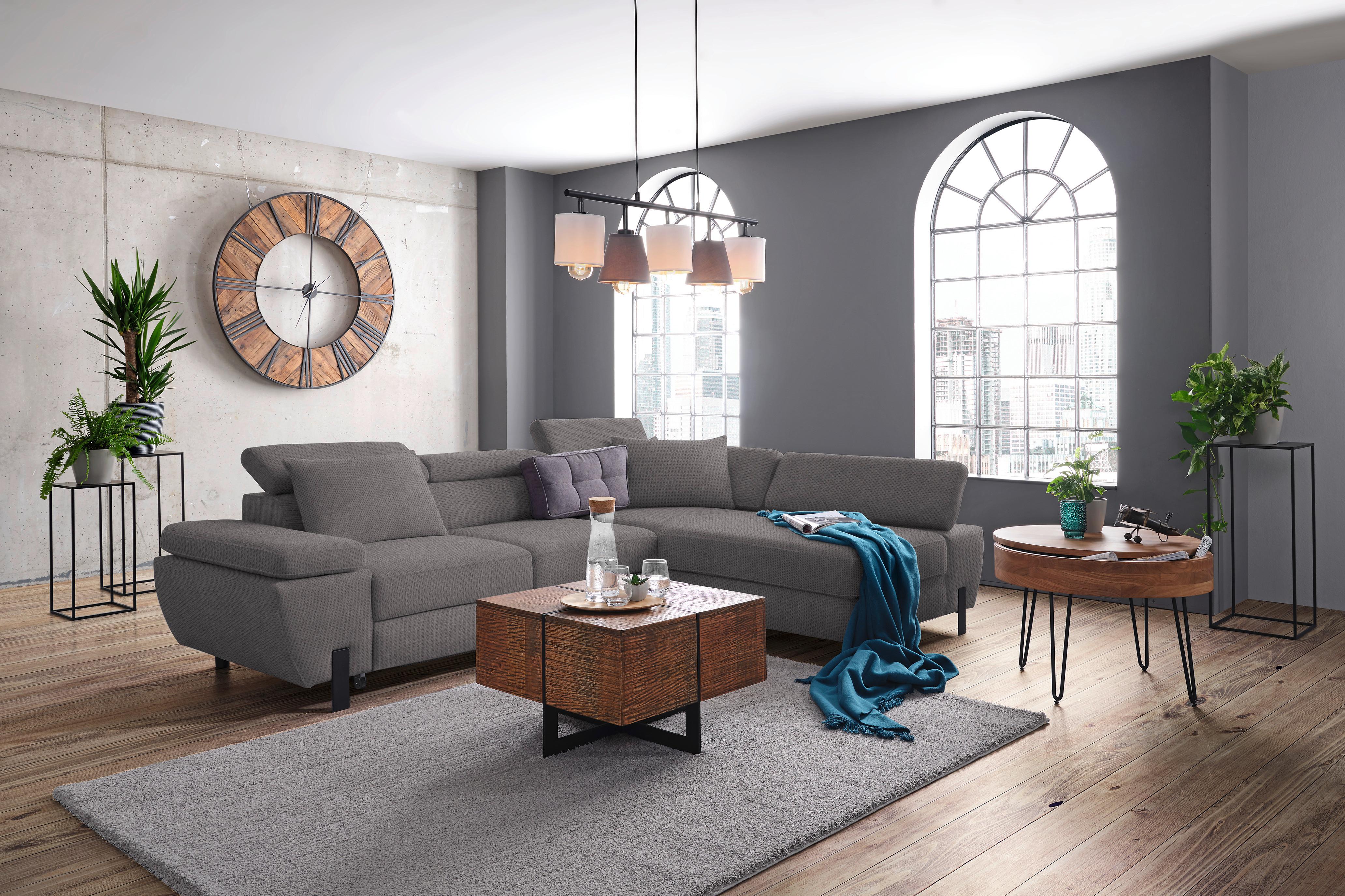 Ecksofa Molina Mini Dunkelgrau - Dunkelgrau/Schwarz, MODERN, Holz/Holzwerkstoff (277/189cm) - Mömax