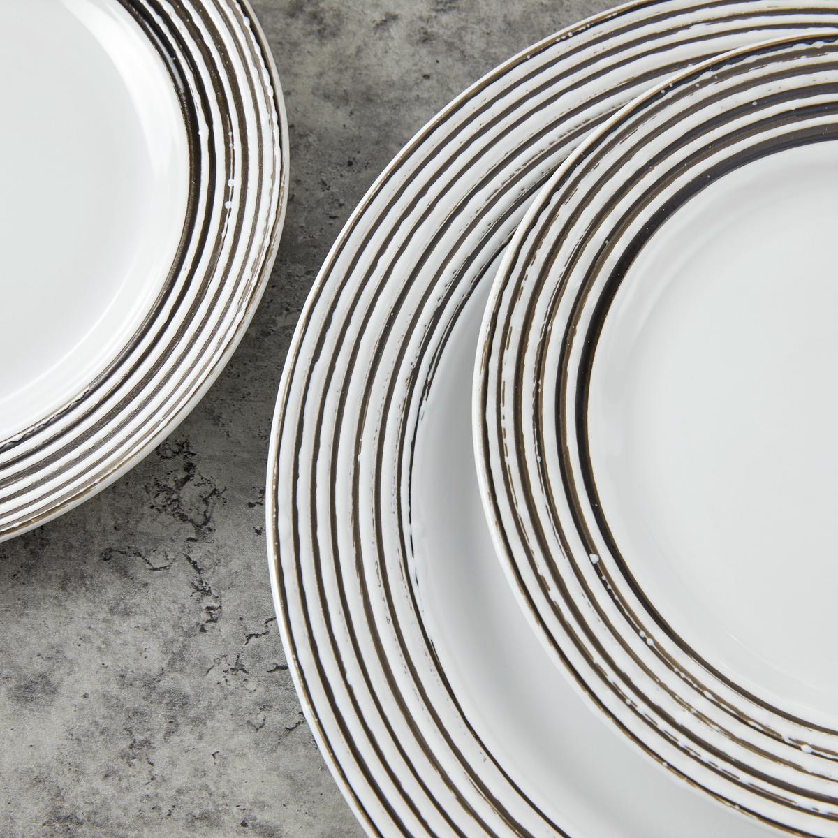 Kerámia Étkészlet La Gomera Blanca - fekete/fehér, Basics, kerámia - Creatable