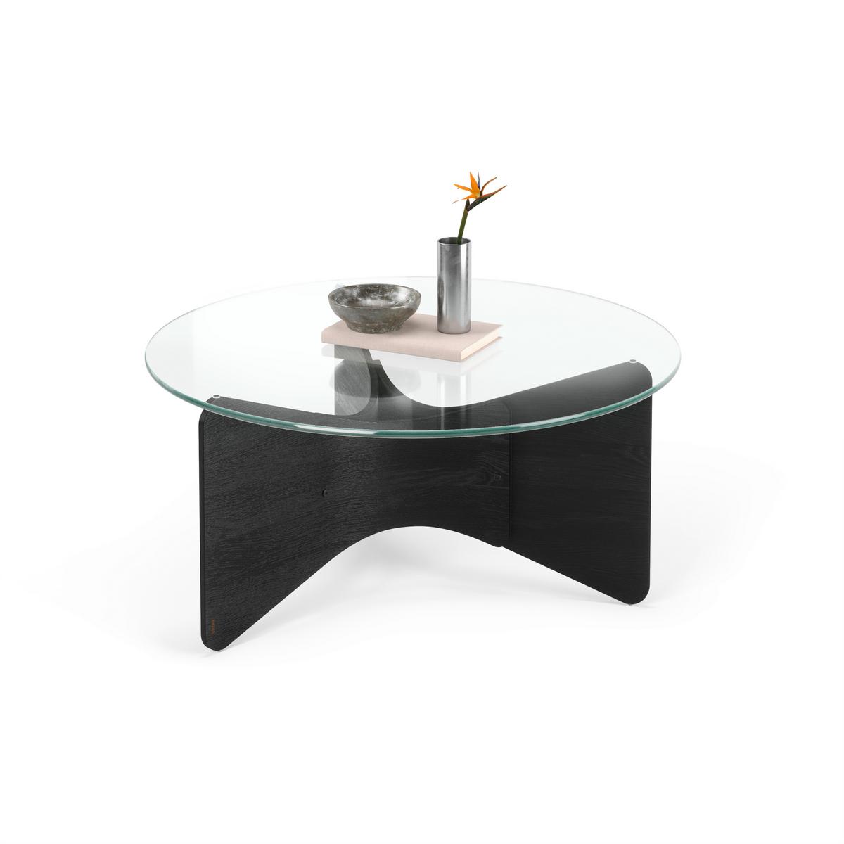 Couchtisch Madera Schwarz/Transparent - Transparent/Schwarz, KONVENTIONELL, Glas/Holz (86,9/86,9/39,3cm) - Umbra