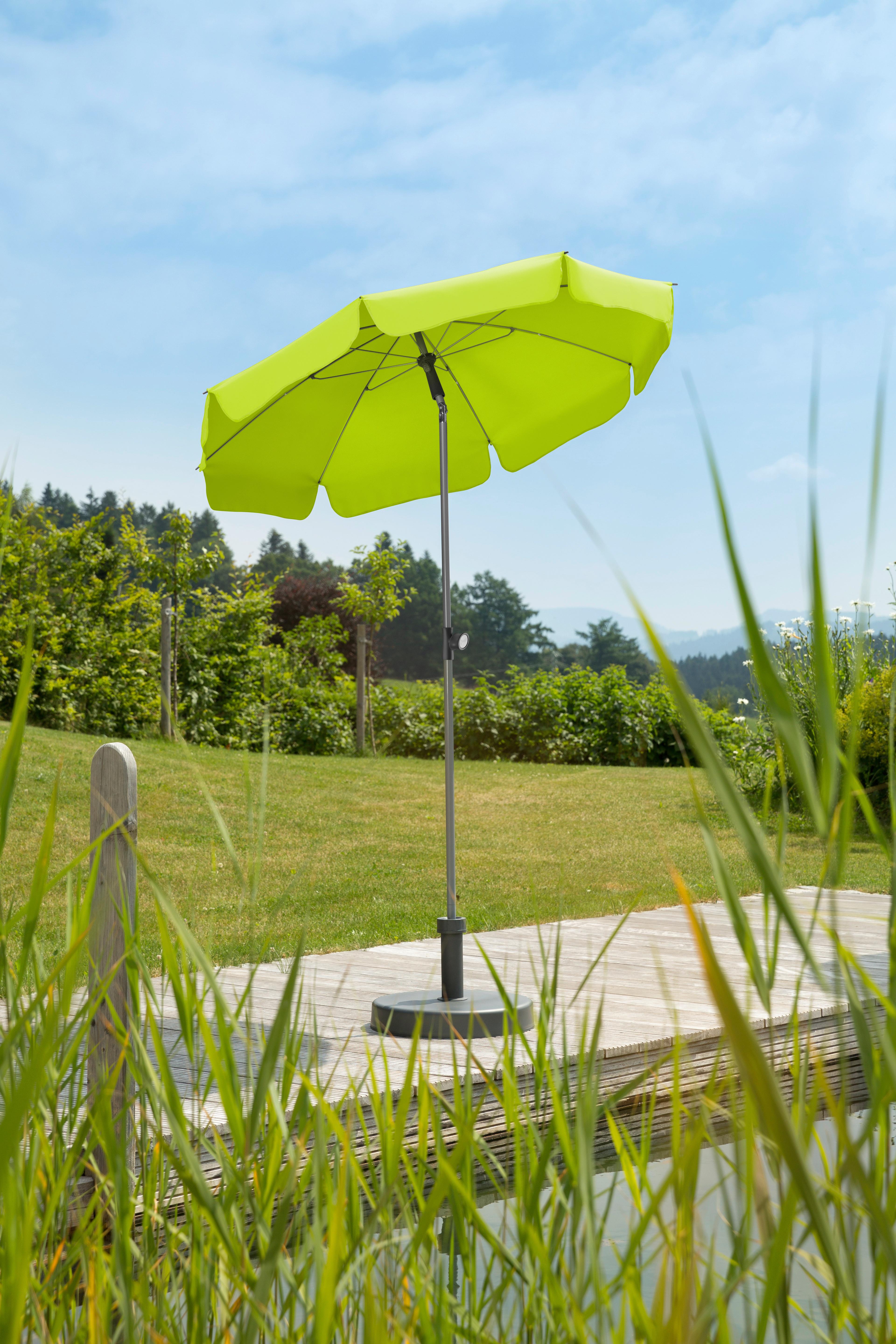 Sonnenschirm Locarno ca.150x220x150cm Hellgrün - Silberfarben/Hellgrün, Basics, Textil/Metall (150/220/150cm) - Schneider