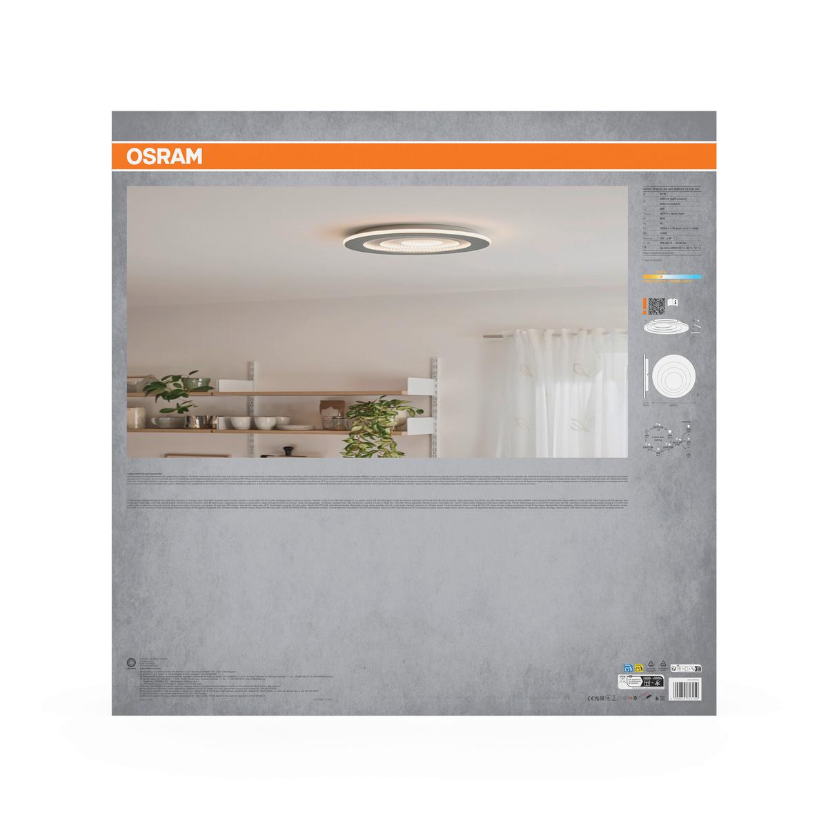 LAMPA SUFITOWA LED ORB SPRLRD 685 59W830 CLDIM GR - szary, Design, tworzywo sztuczne/metal (68,5/5,6cm) - Osram