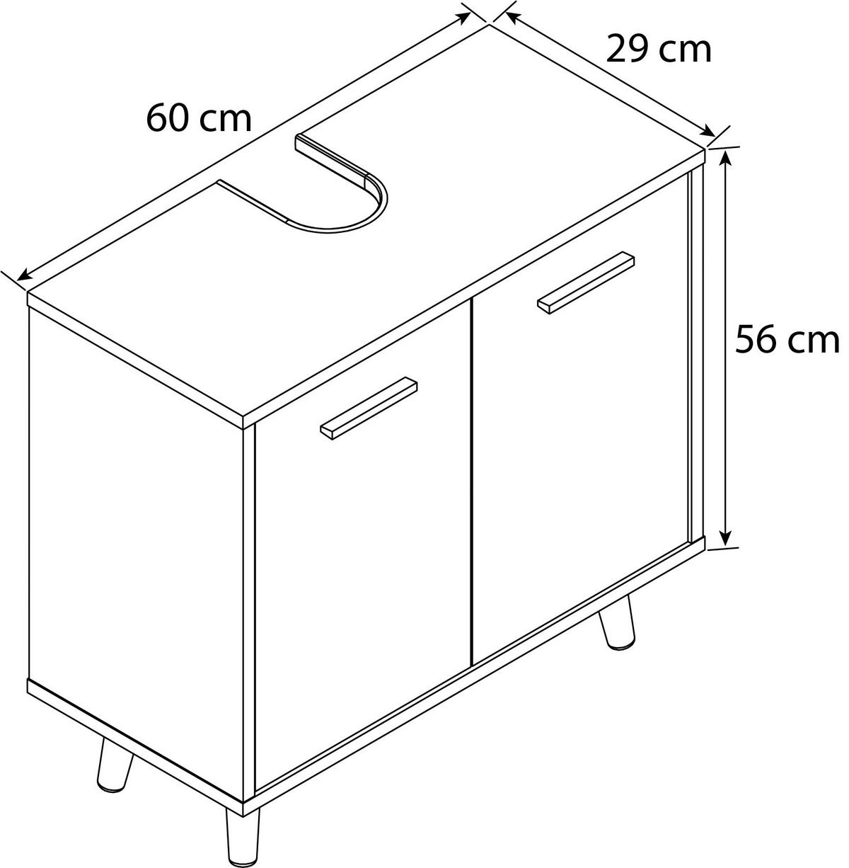Waschbeckenunterschrank Landos Weiß/Honigeiche - Honigeiche/Weiß, MODERN, Holzwerkstoff/Kunststoff (60/56/28cm) - MID.YOU