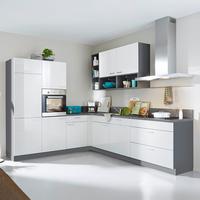 Eckküche Star o. Geräte ca. 245x275cm Weiß Hochglanz - Edelstahlfarben/Weiß Hochglanz, MODERN, Holzwerkstoff (245/275cm) - Express