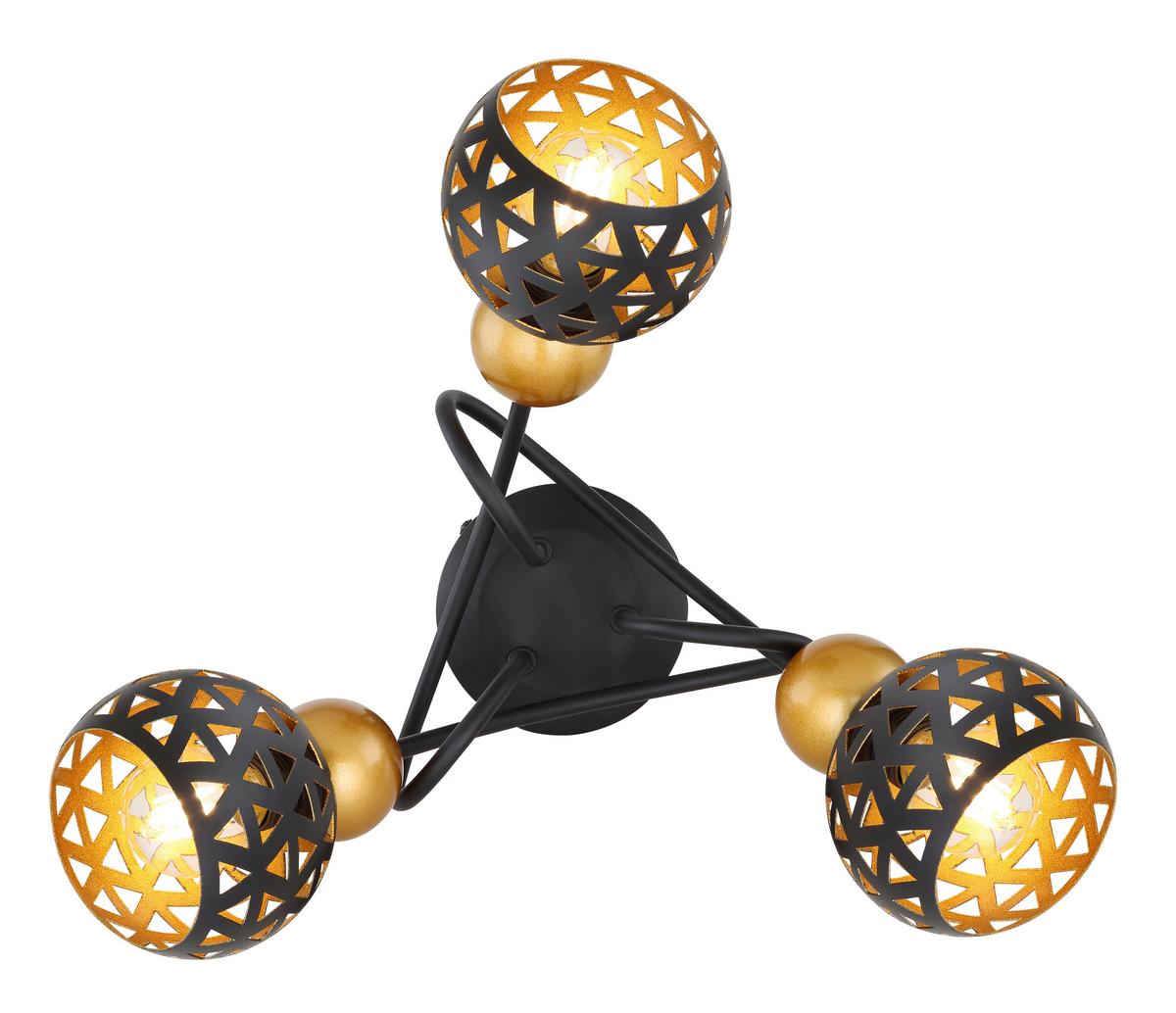 Stropni Reflektor Crno Zlatna Oja - zlatne boje/crna, Basics, metal (39/20cm) - Globo
