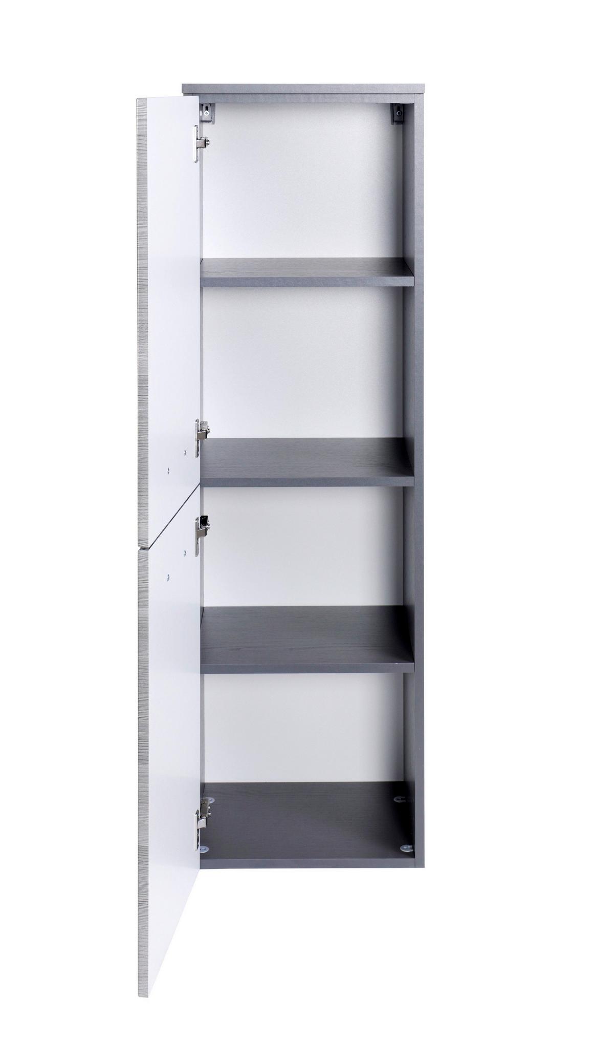Midischrank Florida in Graphitfarben - Eichefarben/Silberfarben, MODERN, Holzwerkstoff/Metall (40/130/35cm) - Premium Living