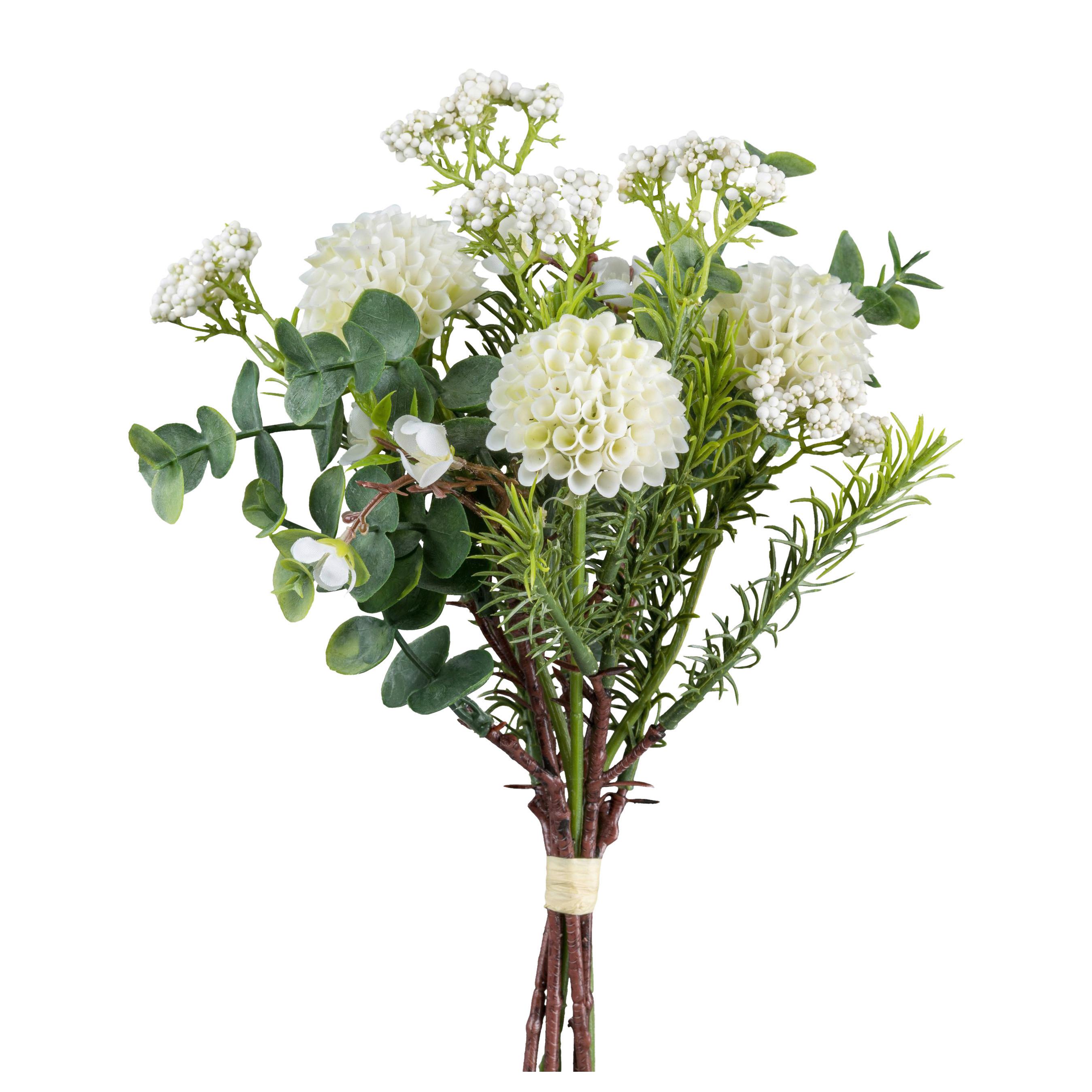 Dhalia Pompondhalienbund II Grün/Weiß ca. 30cm - Weiß/Grün, Basics, Kunststoff/Textil (30cm) - Mömax