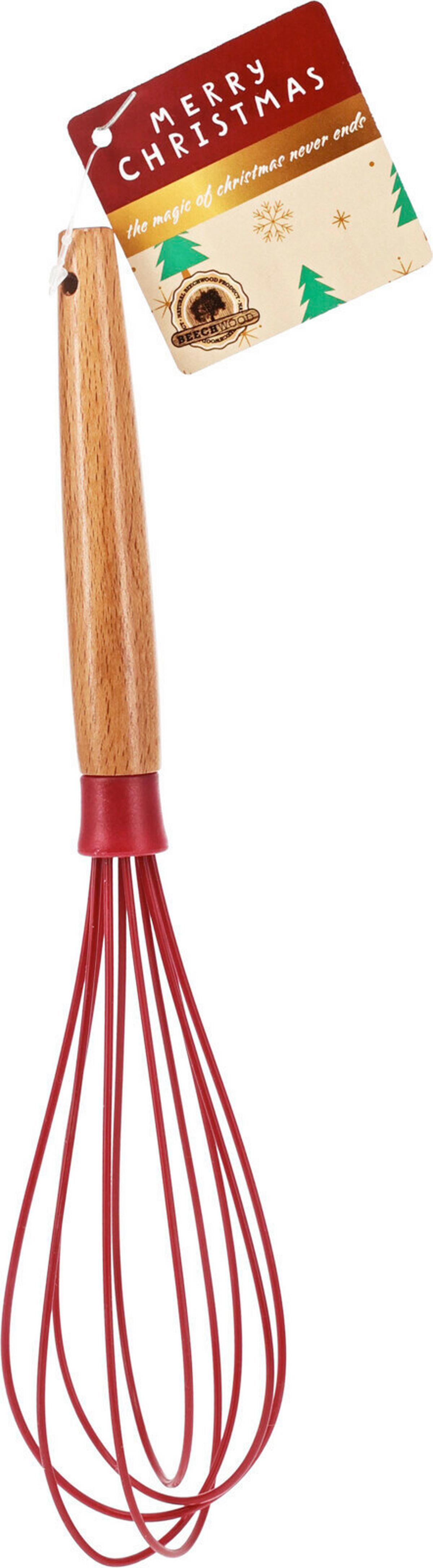 Habverő Whisk - piros, fa (5/21cm)