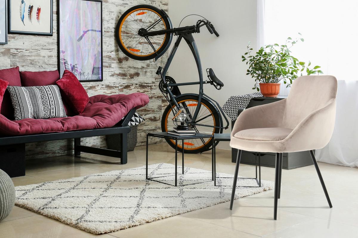 ARMLEHNSTUHL-SET COBAIN 825 - Taupe/Schwarz, Modern, Textil/Metall (60,5/80/60cm) - Kayoom