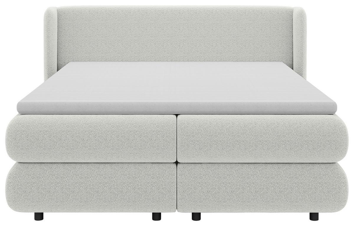 Boxspring Krevet Elodie - sivo-bijela/crna, Konvencionalno, tekstil/plastika (180/200cm) - Premium Living