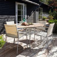 Gartensuhl Mood Weiß/Teak stapelbar - Weiß/Teakfarben, Natur, Holz/Kunststoff (60/84/56cm) - Gardenson