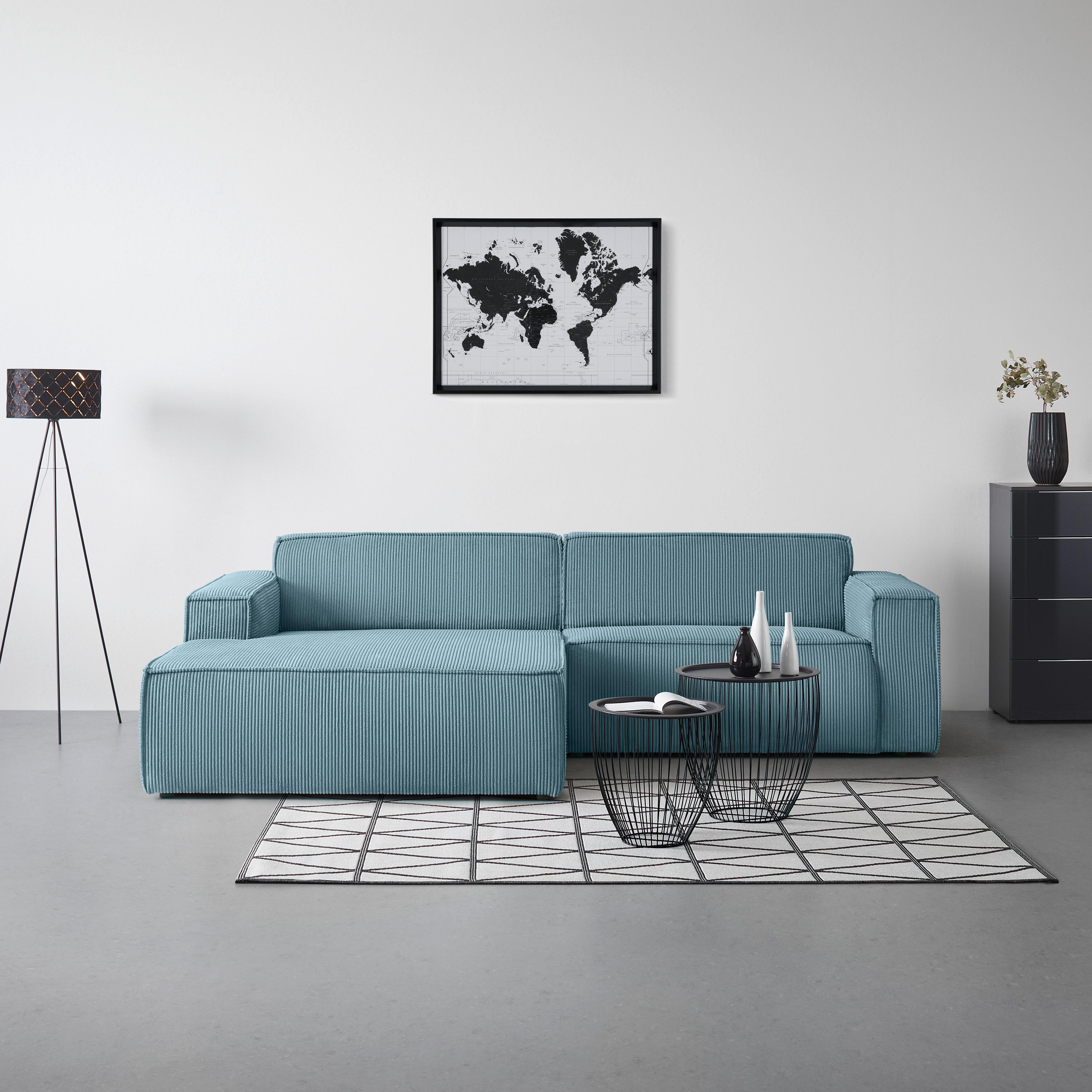 Wohnlandschaft Loft in Türkis - Türkis/Schwarz, MODERN, Kunststoff/Textil (172/75/265cm) - Mömax