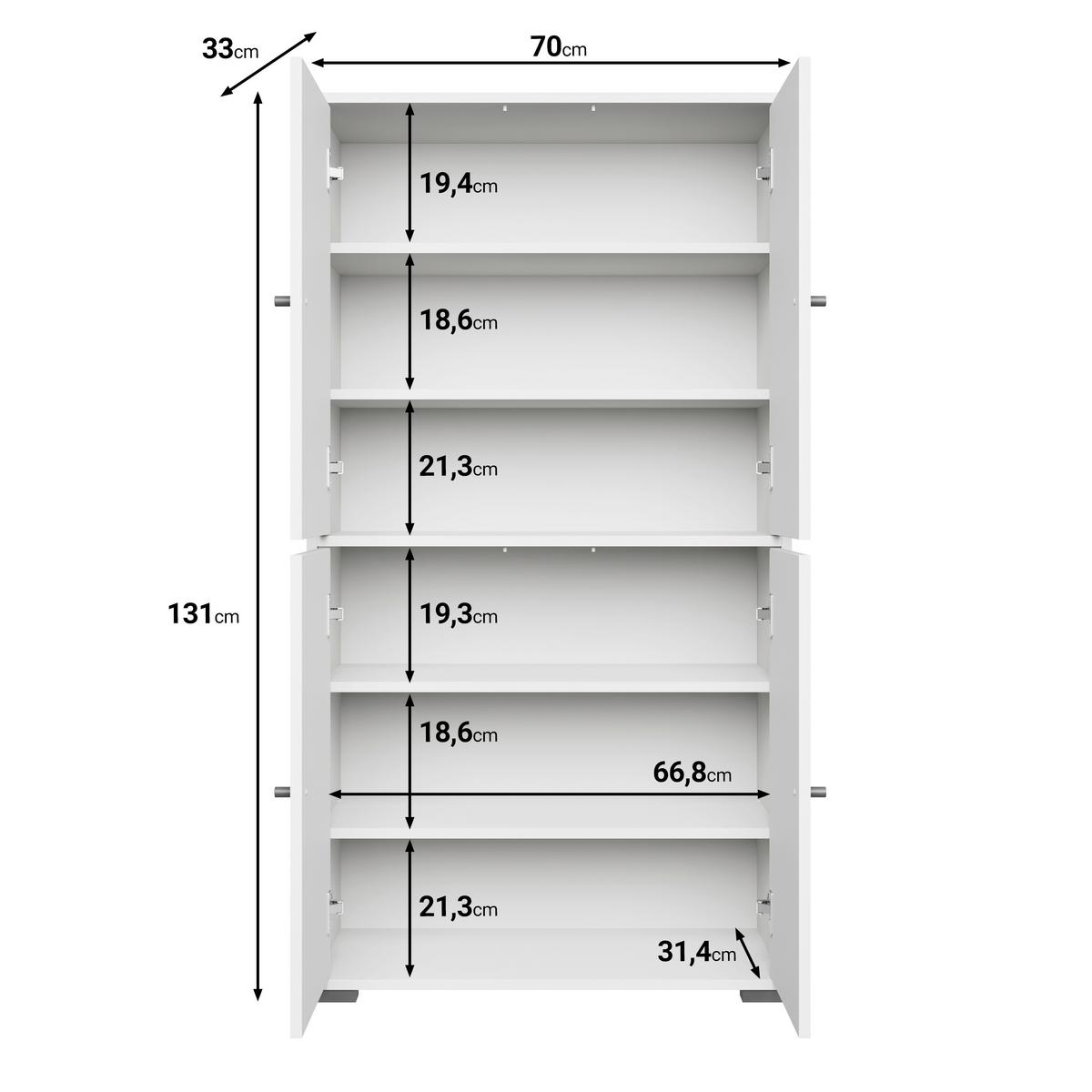 Omara Za Čevlje Dino, Bela - črna/bela, Basics, kovina/umetna masa (70/131/33cm) - P & B