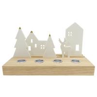 Svijećnjak Emma - bijela/prirodne boje, Konvencionalno, drvo/metal (12/14,5/25cm) - Modern Living