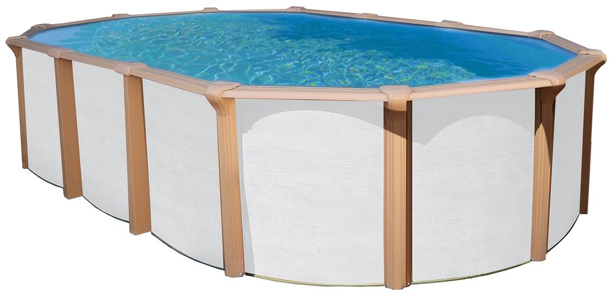 Schwimmbecken Steely ca. 920x460x132cm - Braun/Weiß, Basics, Kunststoff (920/460/132cm)