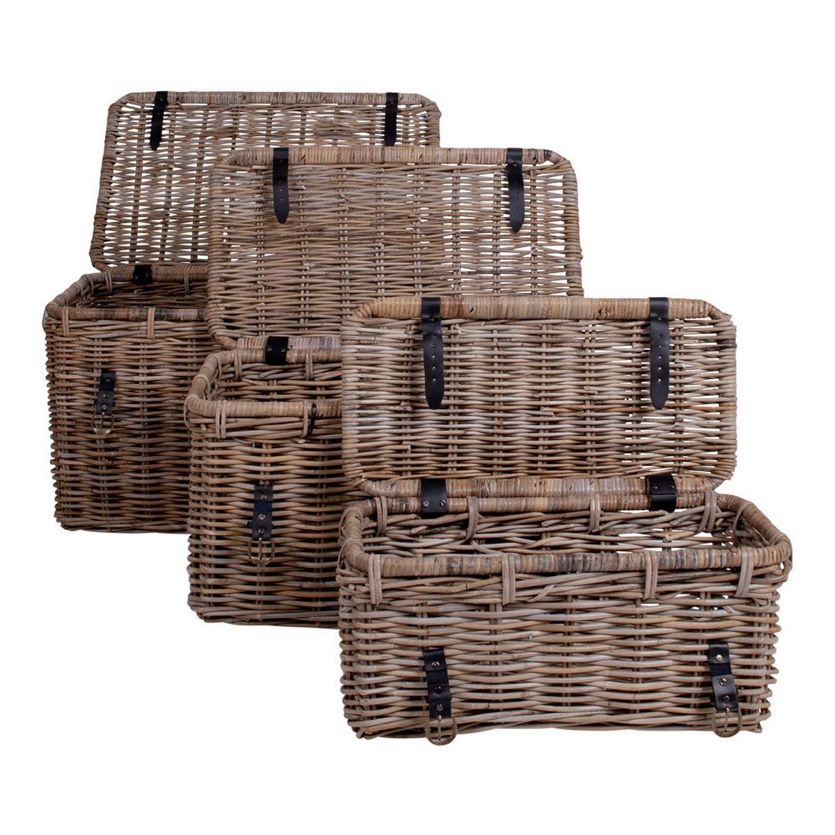 Korbset Depot Storage Trunk Naturfarben, 3er Set - Naturfarben, Basics, Naturmaterialien (81/48/51cm)