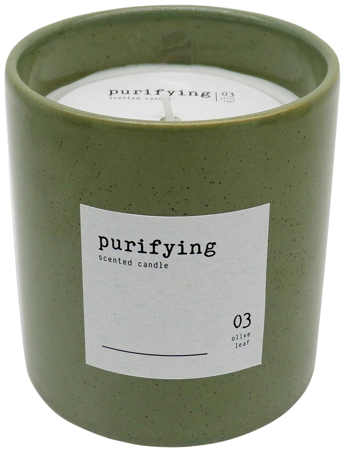 Gyertya Edényben Olive - barna/fehér, kerámia (9/10cm) - Modern Living