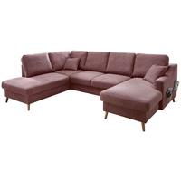 Wohnlandschaft Valentina Rosa Struktur - Rosa/Naturfarben, KONVENTIONELL, Holz/Textil (200/301/150cm) - P & B