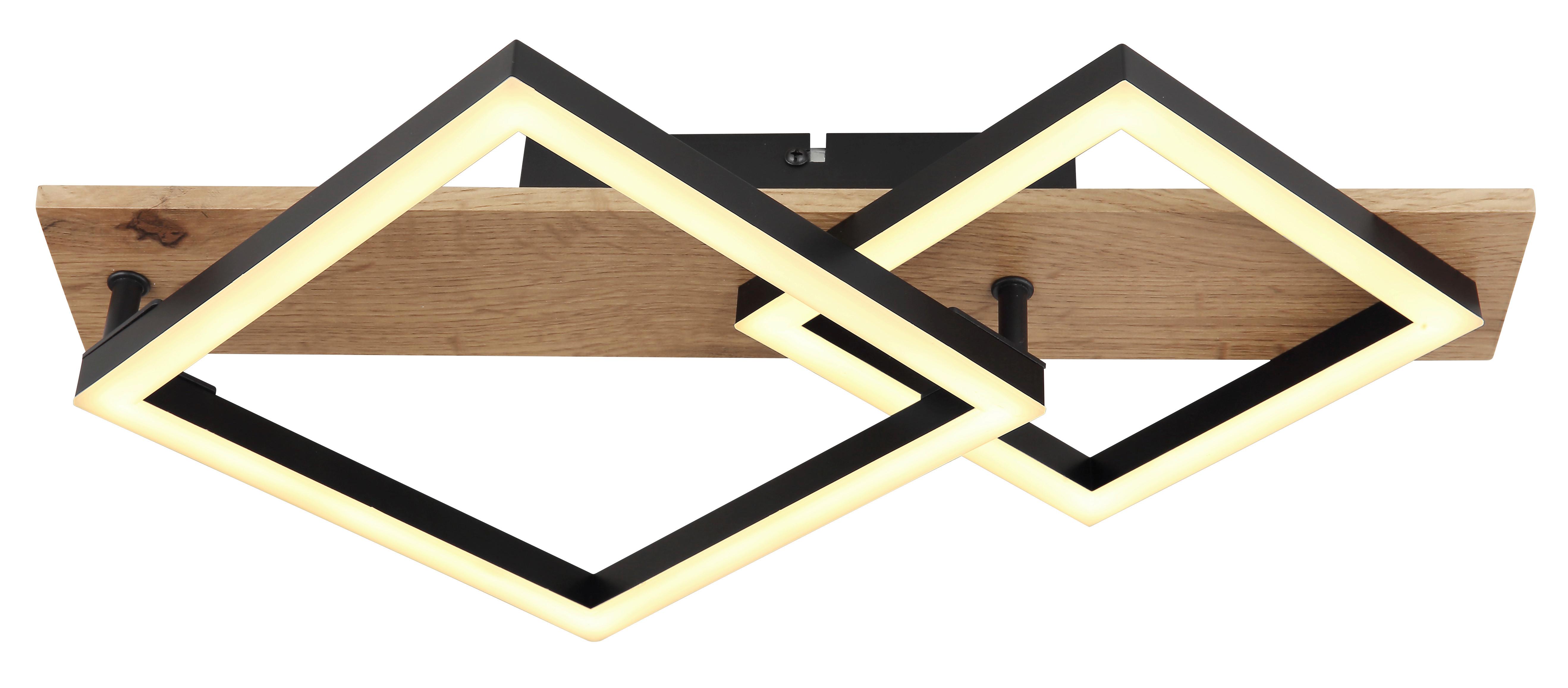 Stropna Led-svetilka Beatrix, S Sijalko - črna/temno rjava, Natur, kovina/umetna masa (47,5/31/8,5cm) - Globo