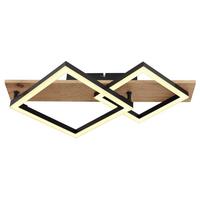 LED-Deckenleuchte Beatrix Schwarz/Dunkelbraun max.18Watt - Dunkelbraun/Opal, Natur, Holzwerkstoff/Kunststoff (47,5/31/8,5cm) - Globo