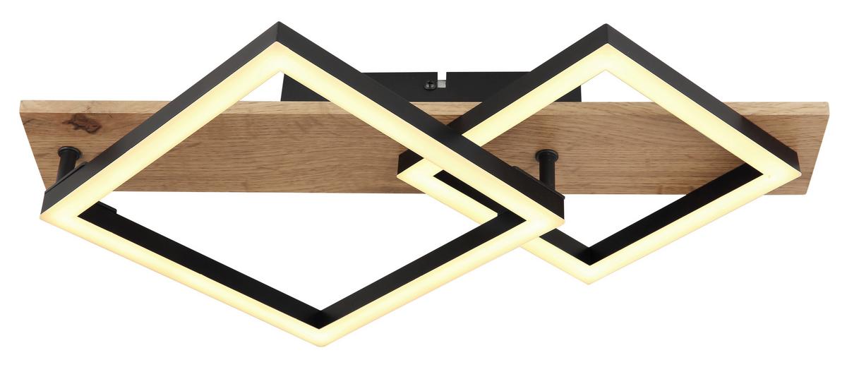 LED-Deckenleuchte Beatrix Schwarz/Dunkelbraun max.18Watt - Dunkelbraun/Opal, Natur, Holzwerkstoff/Kunststoff (47,5/31/8,5cm) - Globo