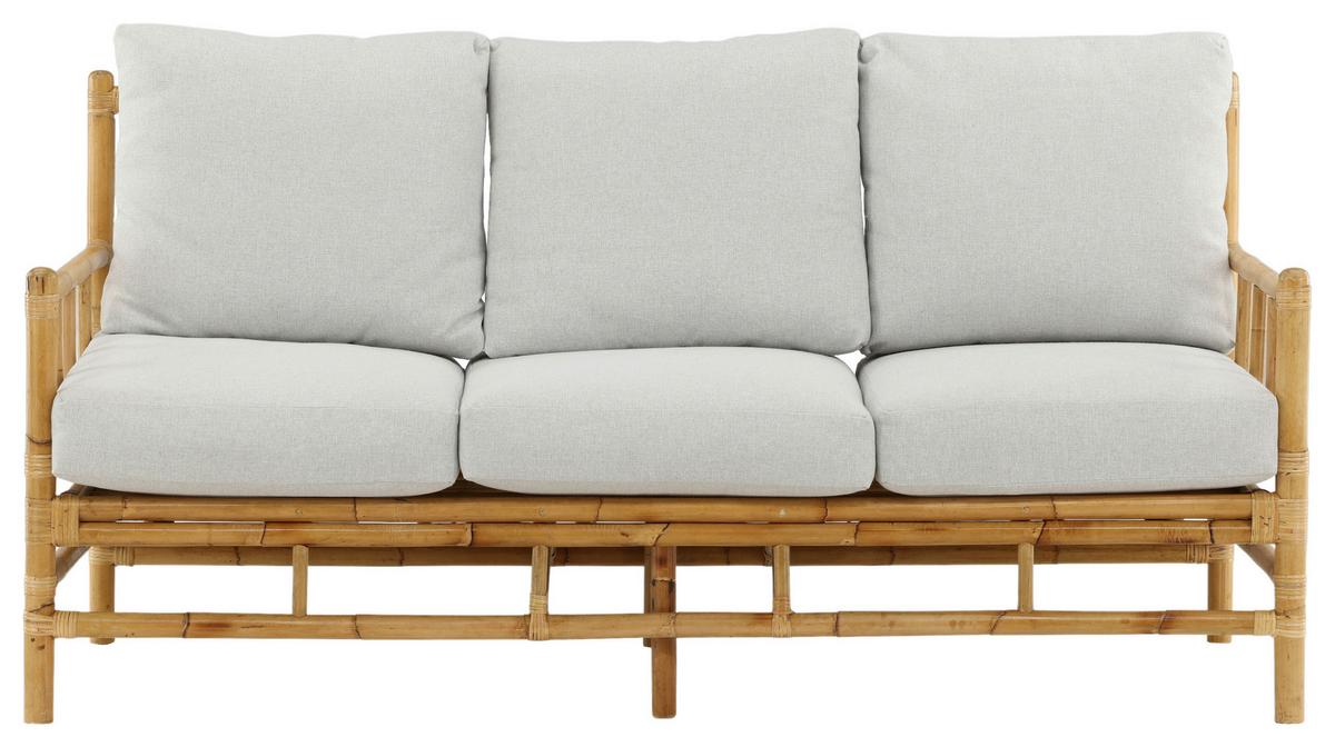 Loungesofa Cane Bambus Rattan ca. 180x77 cm - Hellbraun/Creme, KONVENTIONELL, Holz/Textil (180/88/77cm) - Gardenson