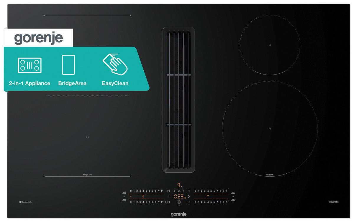 Kochfeld-Dunstabzug-Kombi GEH8432BSCWF - Schwarz, MODERN, Glas/Metall (83/23,3/52cm) - Gorenje
