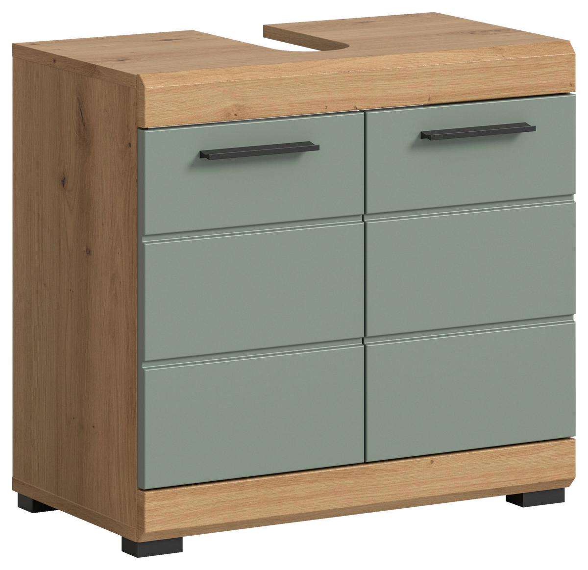 Waschbeckenunterschrank Scout ca. 60x56x34 cm Salbeigrün - Salbeigrün/Schwarz, MODERN, Holzwerkstoff/Kunststoff (60/56/34cm) - MID.YOU