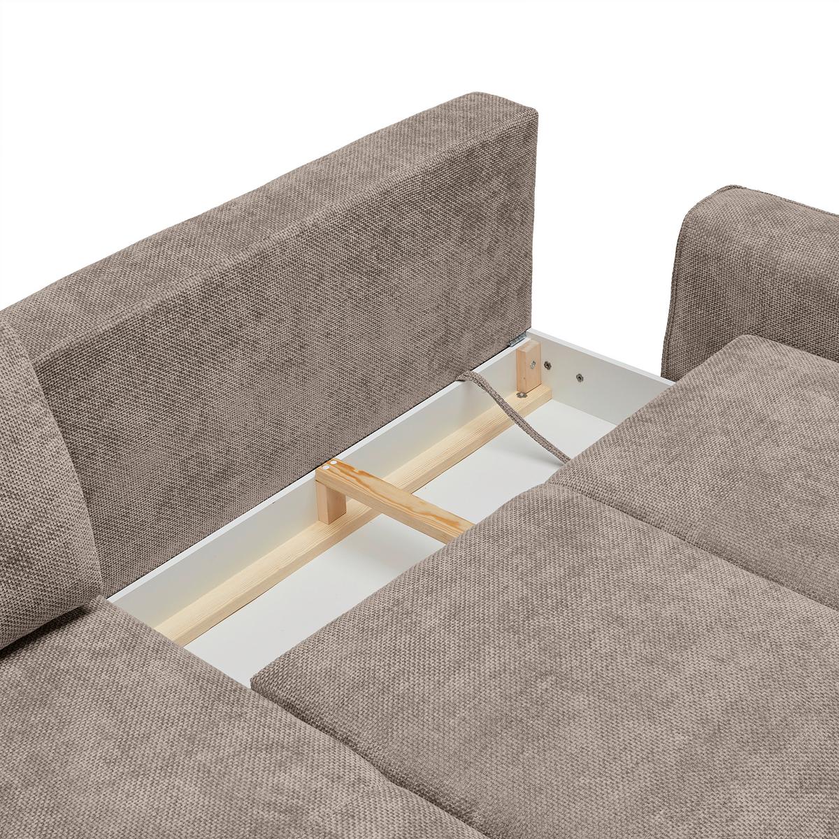 Ecksofa Custom Beige - Beige/Schwarz, MODERN, Textil/Metall (164/255cm) - Mömax