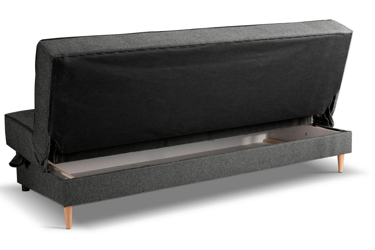 Schlafsofa Bono Grau - Hellbraun/Schwarz, Basics, Holz/Textil (199/91/91cm) - MID.YOU