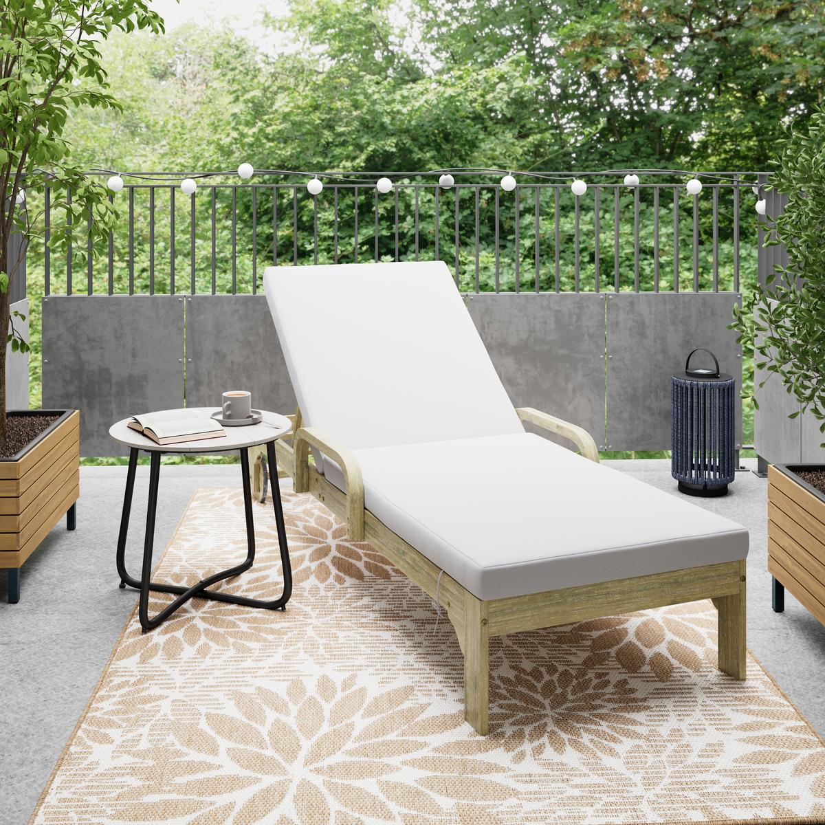 Ležaljka Elja - siva/boje bagrema, Moderno, drvo/tekstil (200/90/75cm) - Bessagi Garden