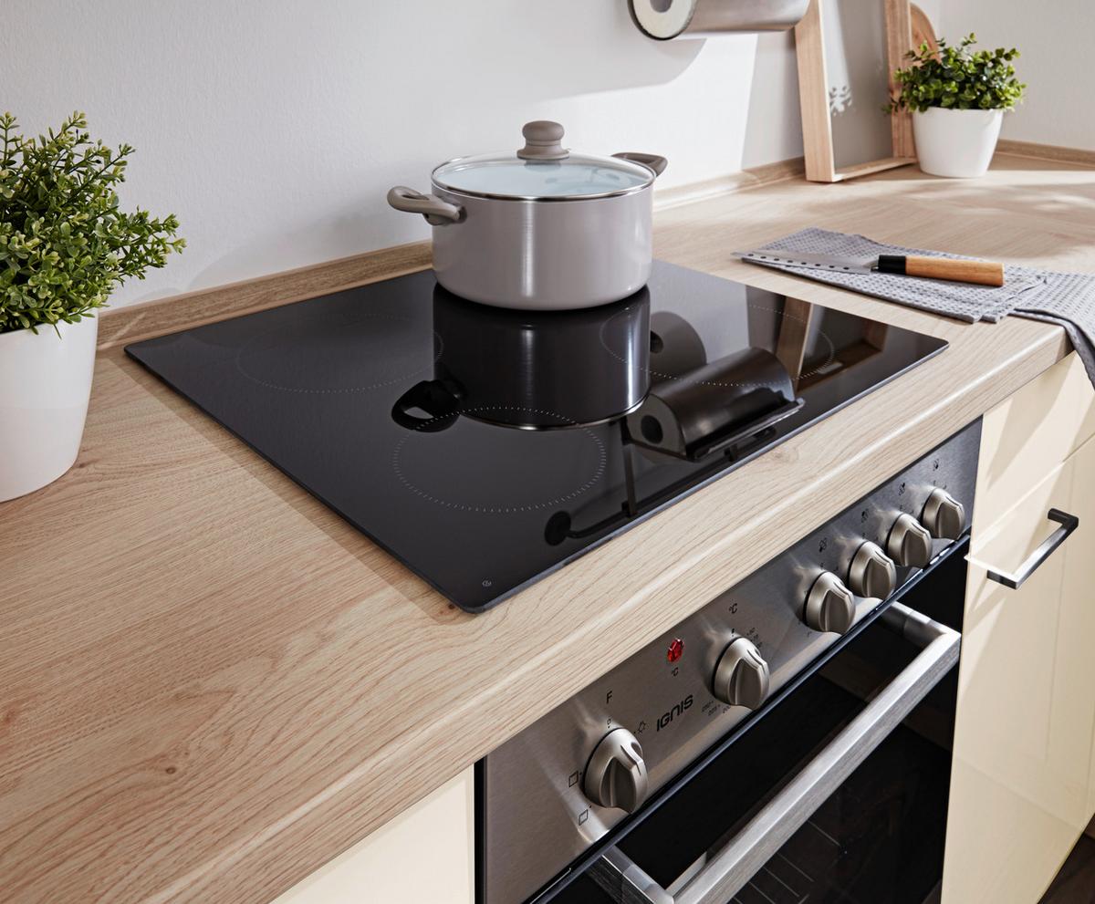 Eckküche inkl. 4 E-Geräte Star/Plan Eichefarben/Magnolie - Eichefarben/Magnolie, MODERN, Holzwerkstoff (280/175cm) - Express-Kuechen