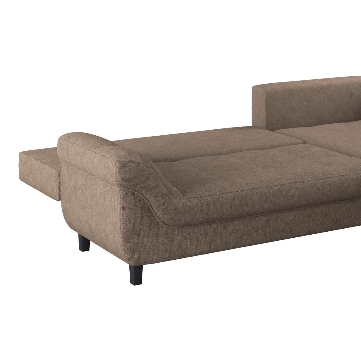 Kutna Garnitura Mendoza - siva/smeđa, Design, tekstil/drvo (309/197cm) - Modern Living