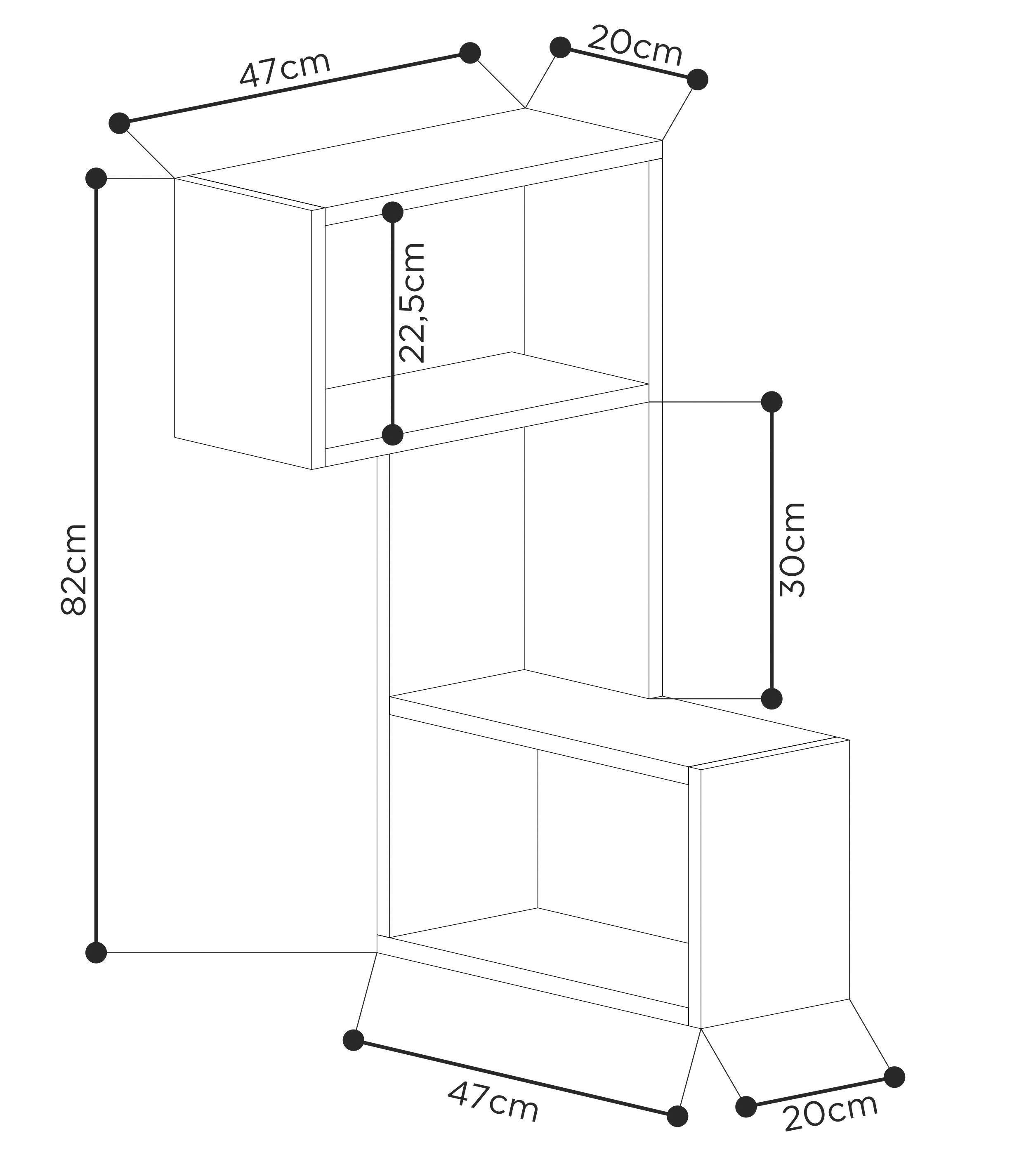 WANDBOARD PART REGAL - Anthrazit, Design, Holzwerkstoff (67/82/47cm) - Livetastic