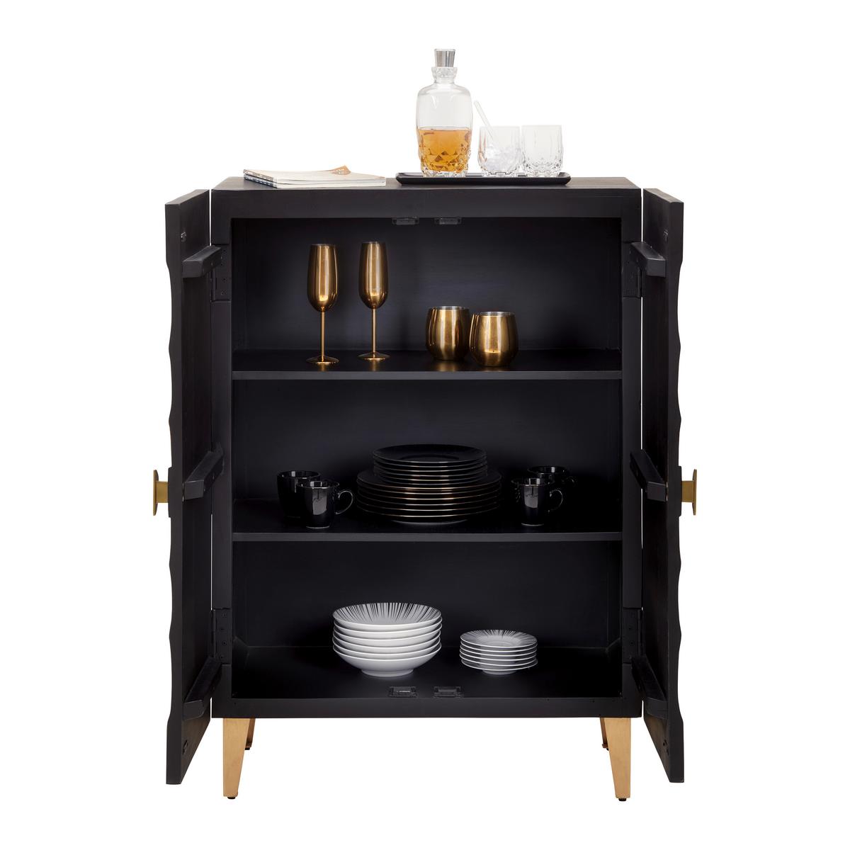 Highboard Sunny SUNNY -STUDIO- - Goldfarben/Schwarz, Lifestyle, Holz/Metall (80/116/42cm) - Premium Living