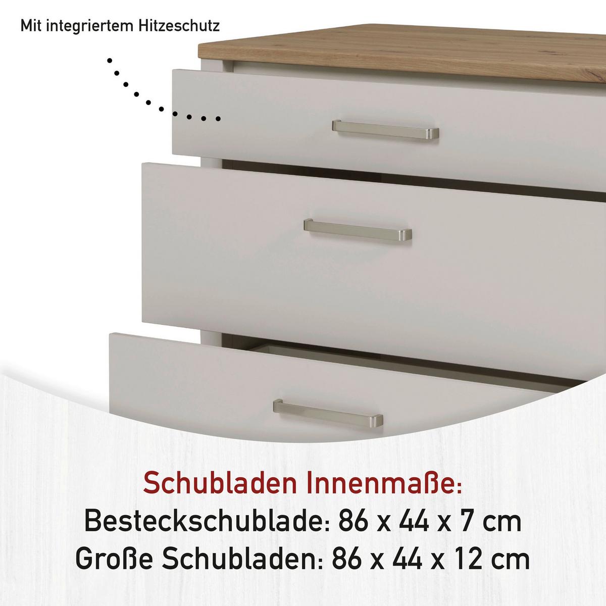 Küchenleerblock Bundle 4 o. Geräte Kaschmir - Kaschmir/Silberfarben, MODERN, Glas/Holzwerkstoff (300cm) - home24